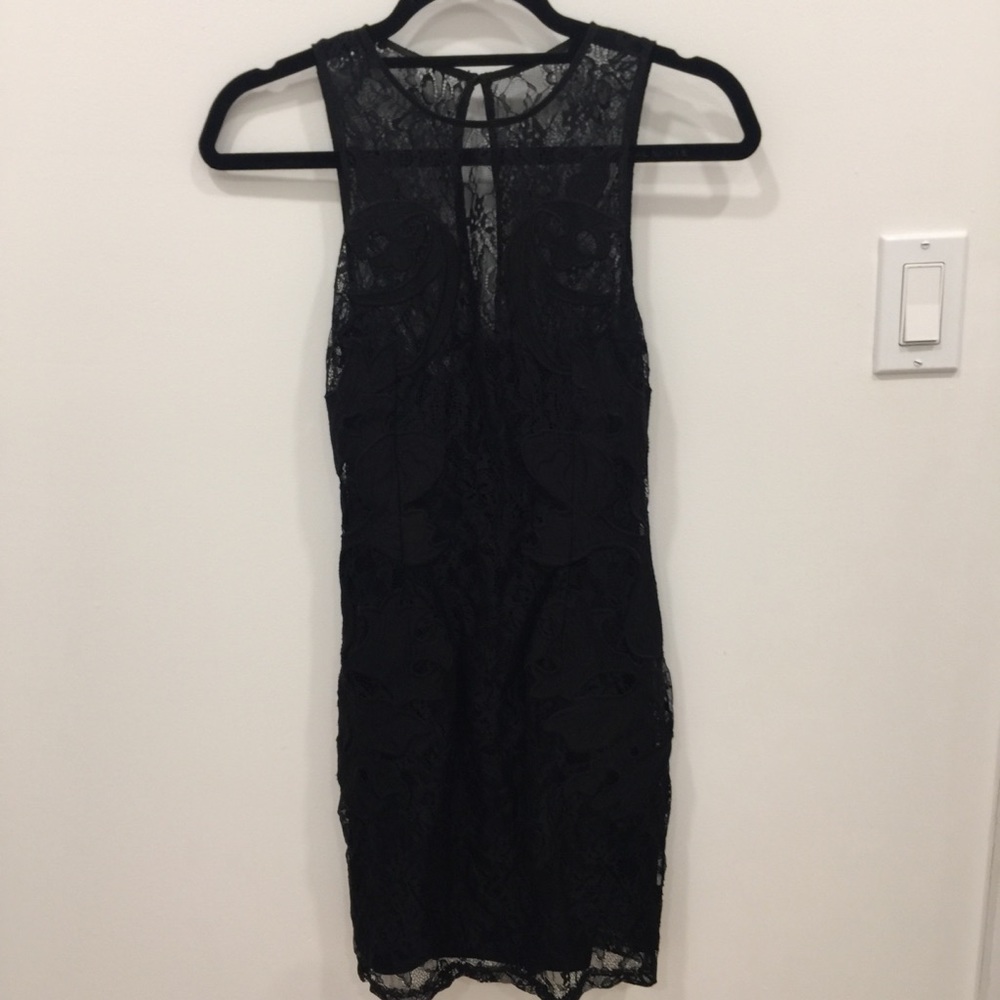 Black Lace Fitted Dress